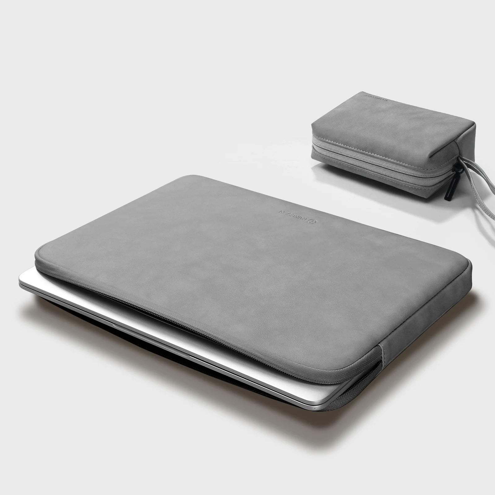 Pochette ordinateur 14 pouces en simili cuir avec fermeture zippée