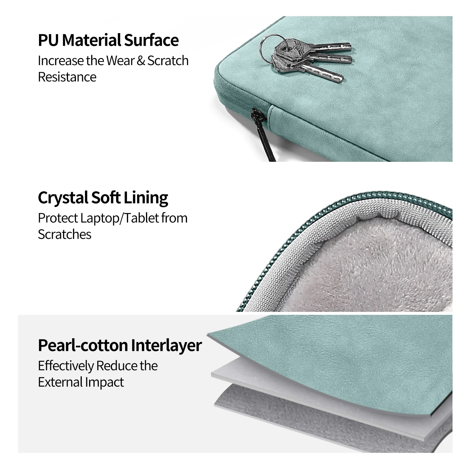 Pochette ordinateur 14 pouces en simili cuir avec fermeture zippée
