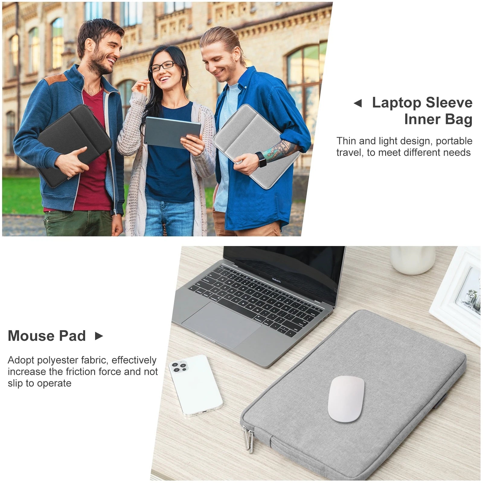 Pochette ordinateur 15 pouces avec poignée