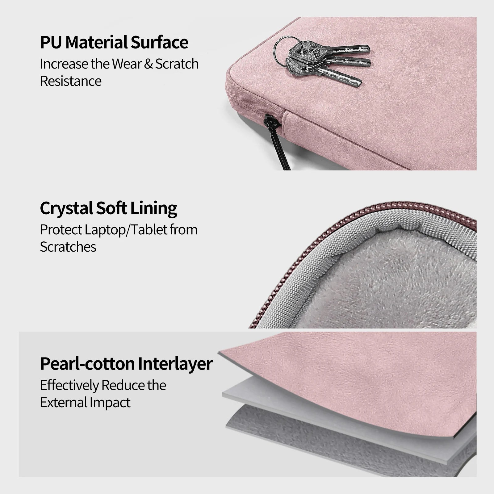 Pochette ordinateur 16 pouces en simili cuir zippée
