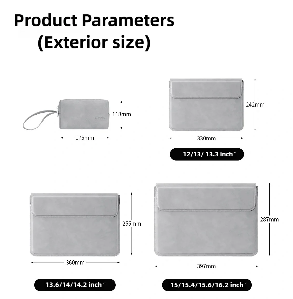 Pochette ordinateur 16 pouces sans fermeture éclair