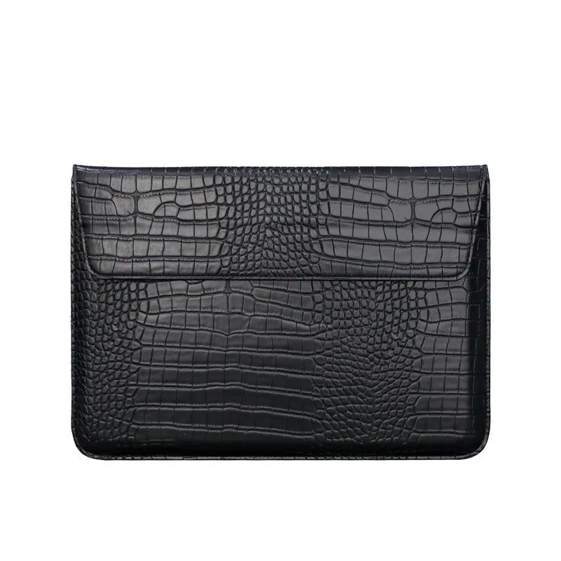 Pochette ordinateur cuir homme 15 pouces - noir crocodile