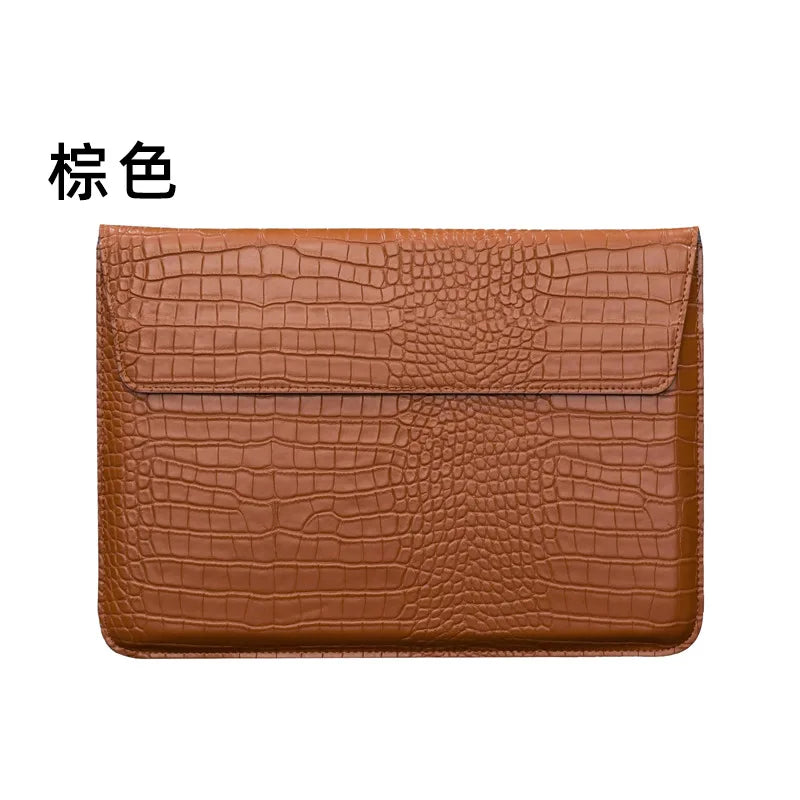 Pochette ordinateur cuir homme grainée avec rabat