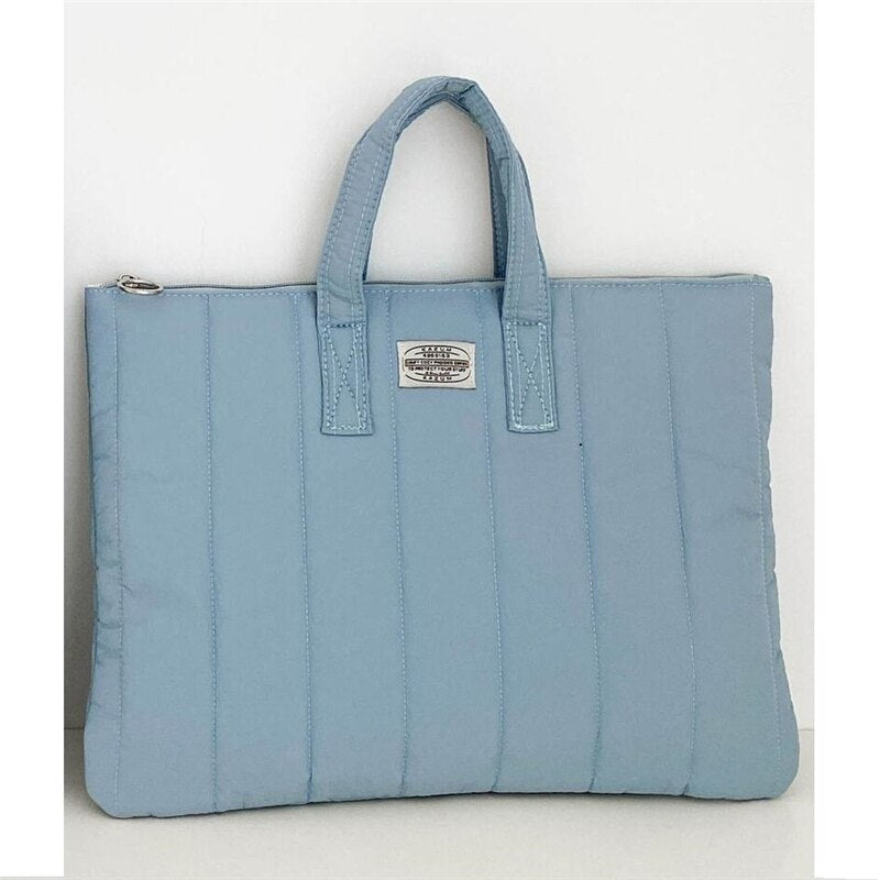 Sac à main ordi femme - Matelassé bleu clair
