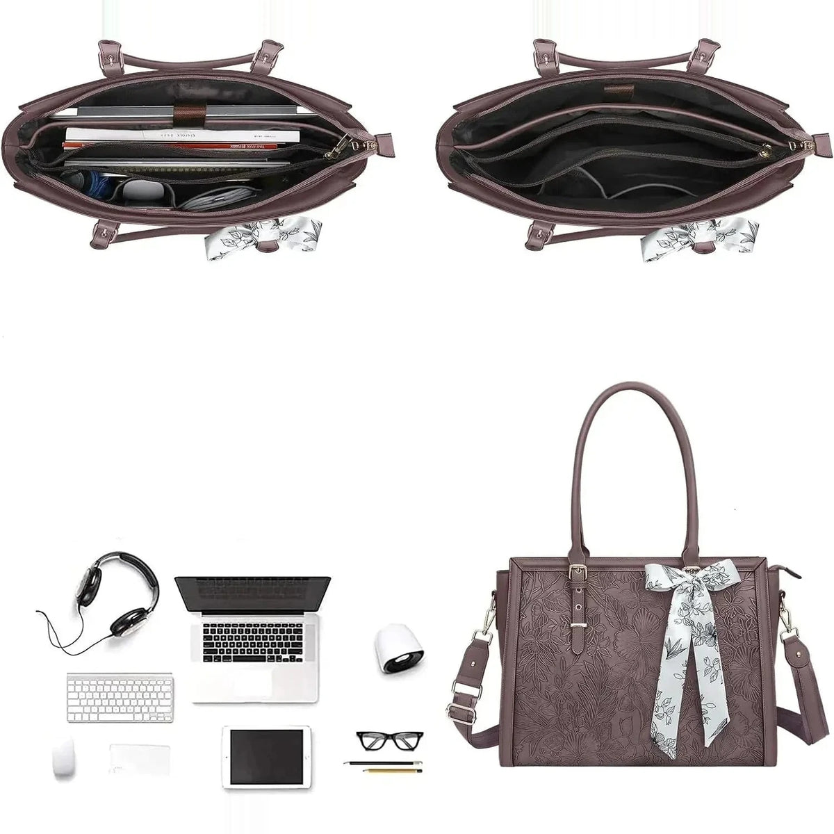 Grand Sac Ordinateur Bordeau pour Femme