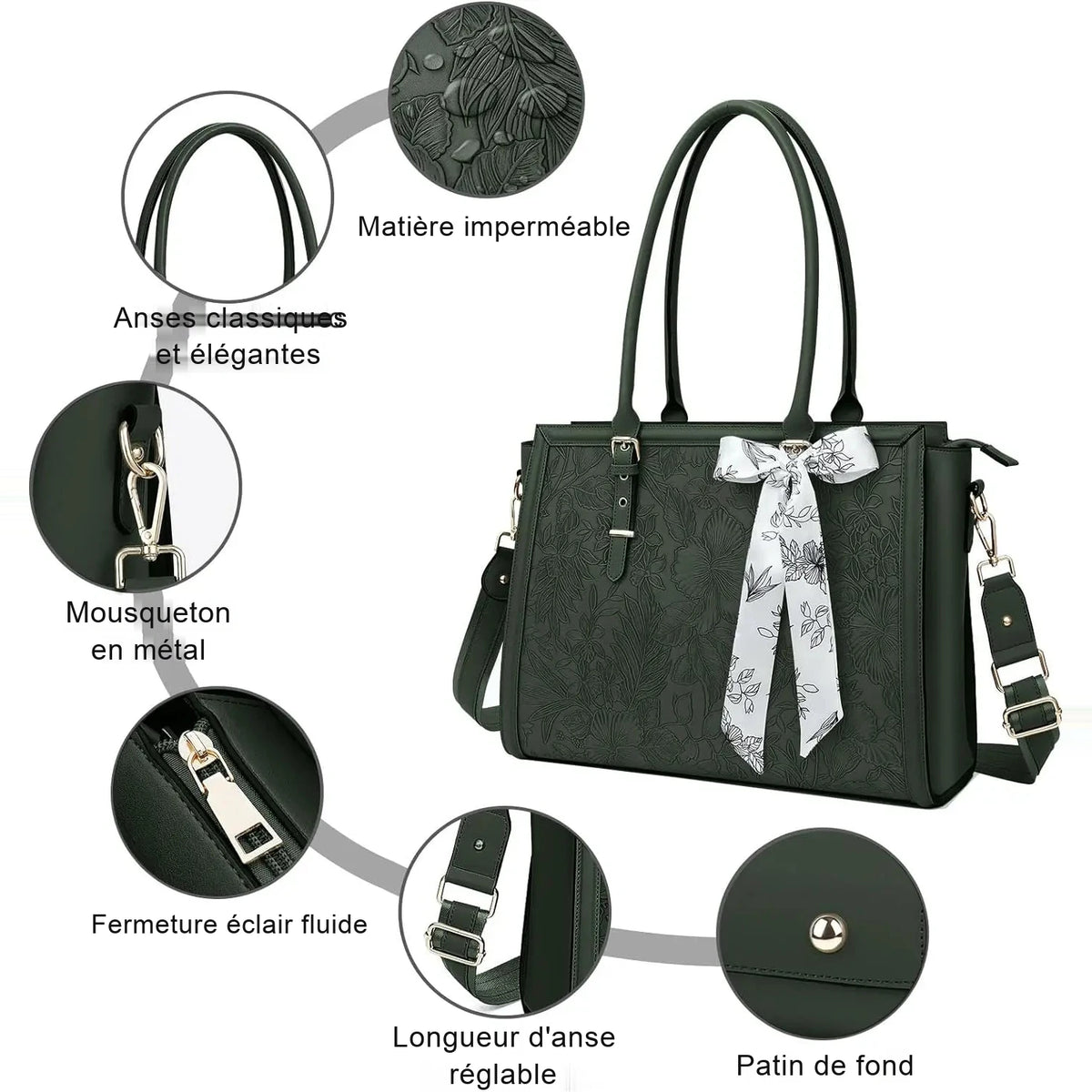 Grand Sac Ordinateur Noir pour Femme
