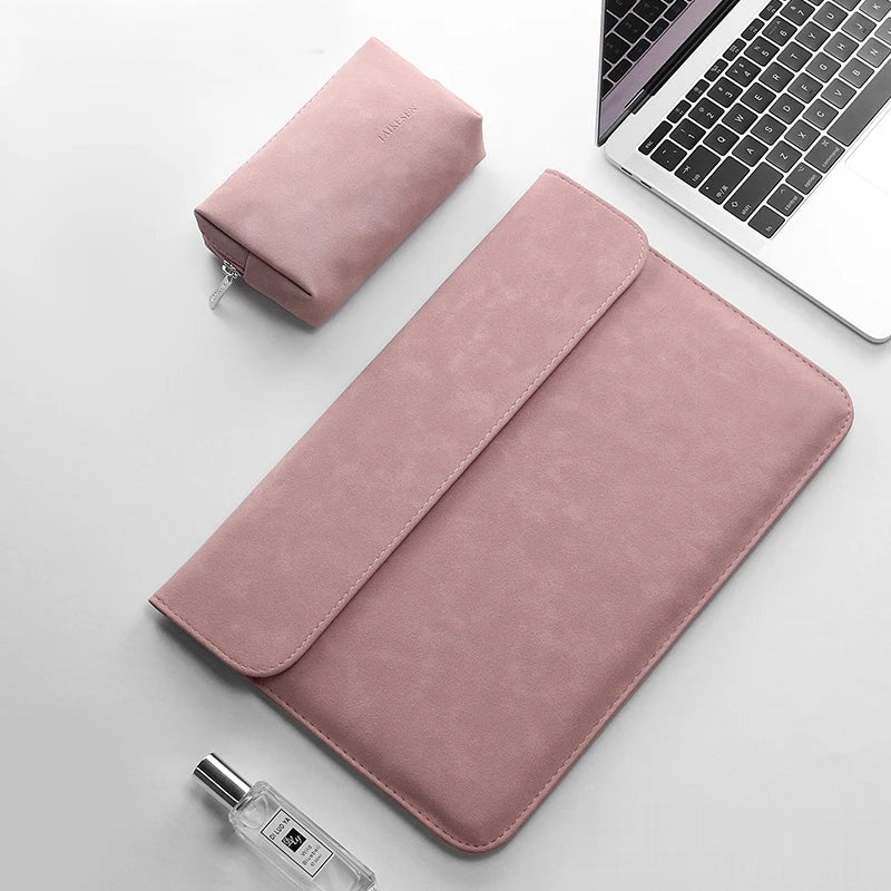 Pochette ordinateur 14 pouces en simili cuir rose
