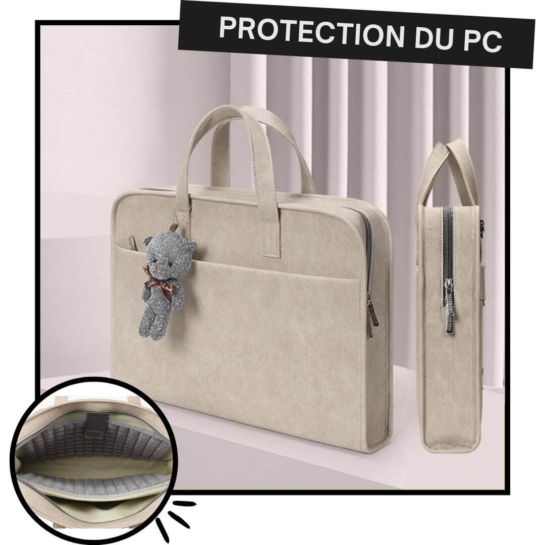 Sacoche Ordinateur Femme Beige Lecoinpochette