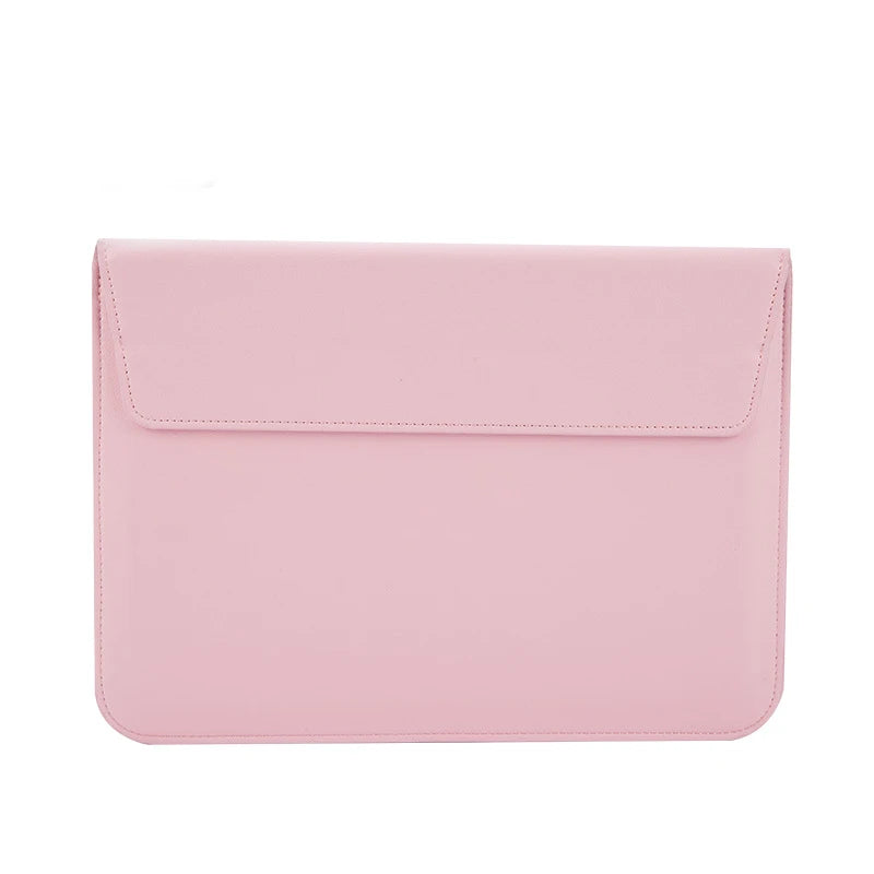 Pochette ordinateur cuir femme rose clair