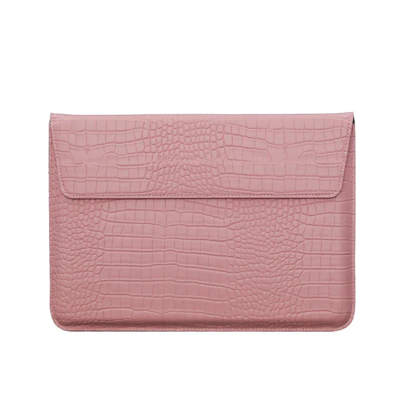 Pochette ordinateur cuir femme rose cuir grainé