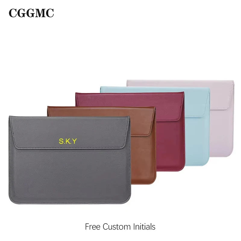 Pochette ordinateur cuir homme grainée avec rabat