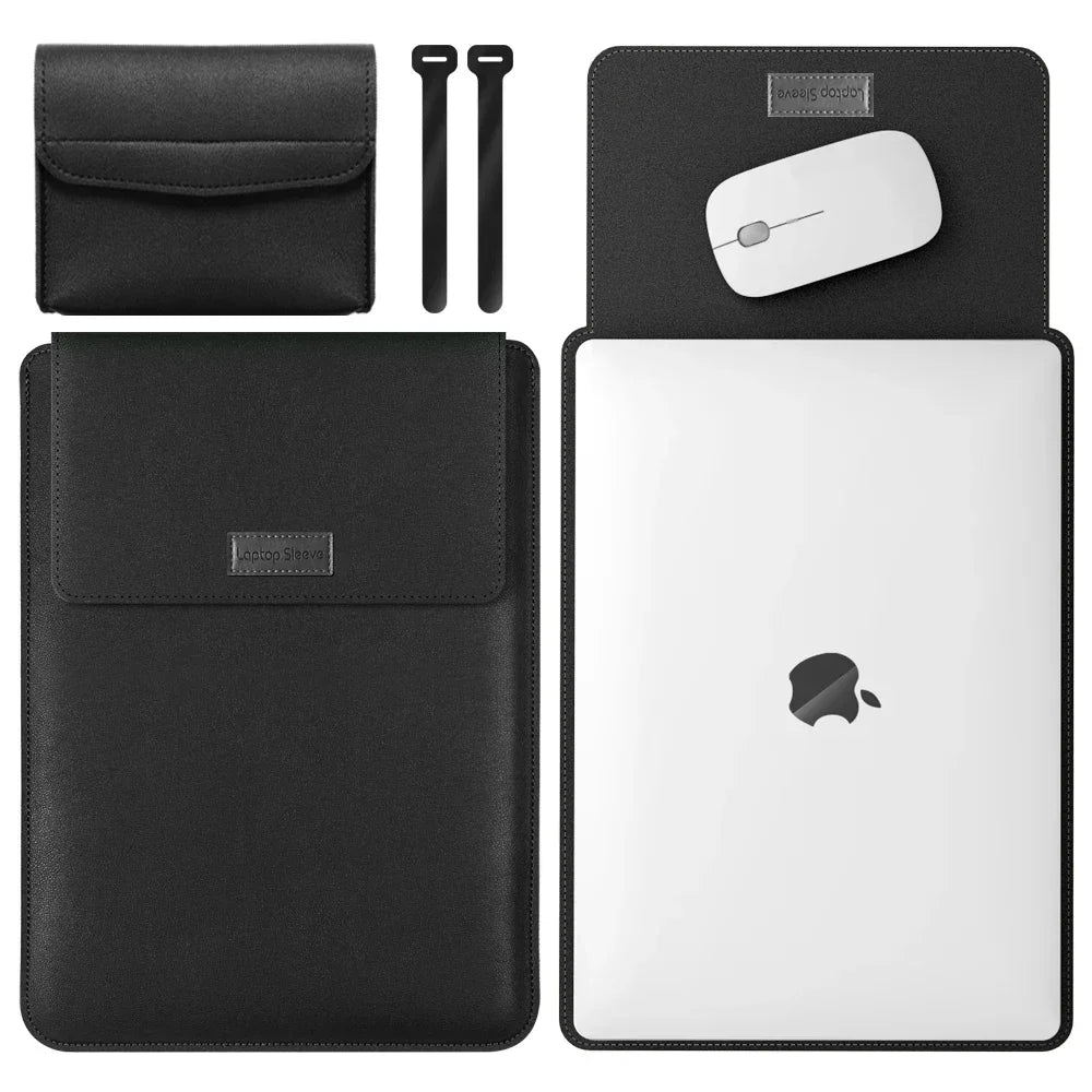 Pochette ordinateur cuir homme noire