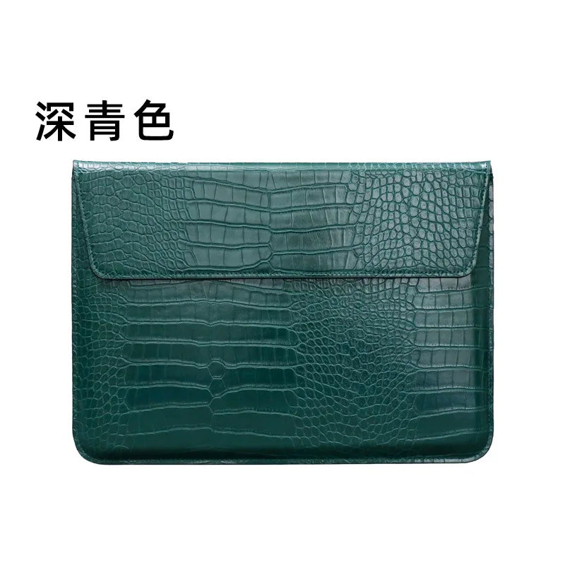 Pochette ordinateur cuir homme verte
