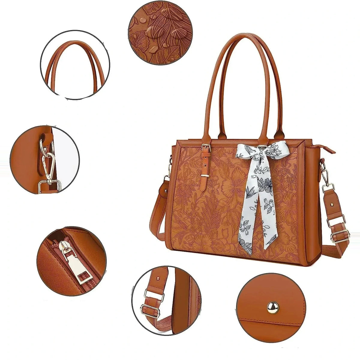 Grand Sac Ordinateur Marron pour Femme